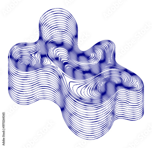 Abstract blue wave, swirling pattern, wavy lines, vector background