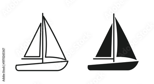 Two simple sailboat outlines one light and one dark a striking silhouette