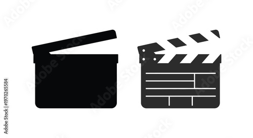 Two film clapperboards one solid black and one detailed a striking silhouette