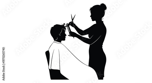 Haircut in progress a barber styling a client s hair silhouette