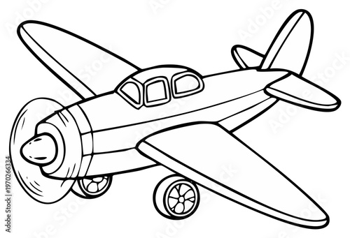 Classic Propeller Airplane Illustration for Coloring or Design Projects