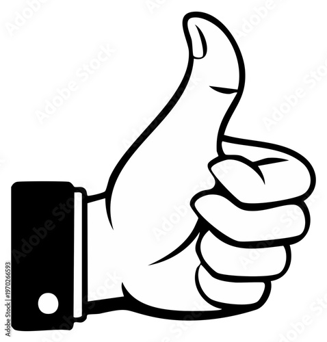 Black and White Graphic of a Human Hand Giving a Thumbs Up Sign