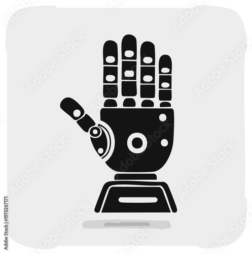 Robotic Hand Symbol: Depicting Cybernetics, Bionics and Future Technology - Isolated Vector Illustration
