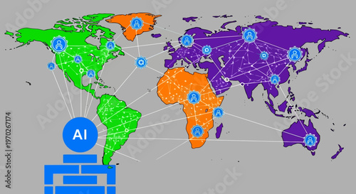 Digital Planet Earth Visualization Showing Global Connectivity and Artificial Intelligence Network Spreading Across Continents With Data Connections Illustrated Symbolizing Worldwide Information