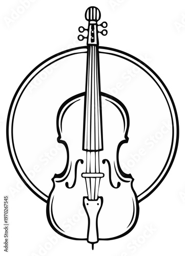Elegant Cello Silhouette Within a Circular Frame Emblematic of Music