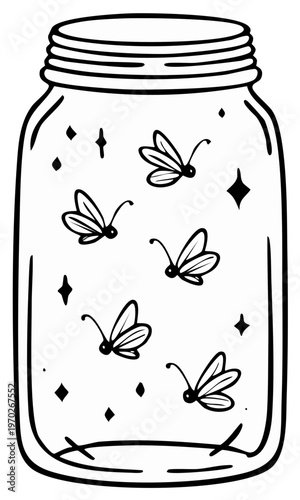 Fireflies in a jar illustration