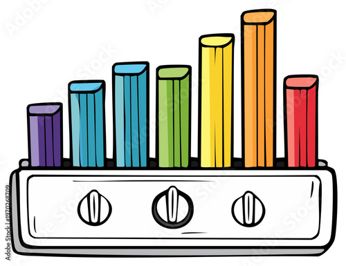 Colorful Wooden Toy Xylophone with Rainbow Bars and Three Knobs