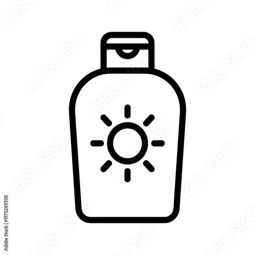 Line art icon of a sun protection cream bottle