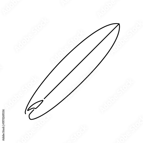Minimalist black outline surfboard with fin detail