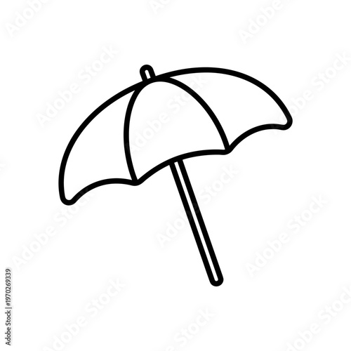 Simple line drawing of an open beach umbrella