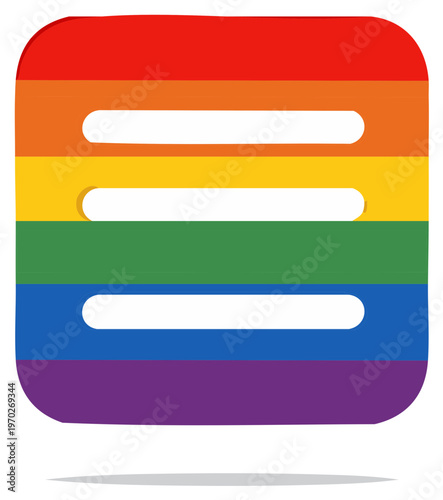 Rainbow Pride Icon in Rounded Square Shape with Open Stripes for Visibility