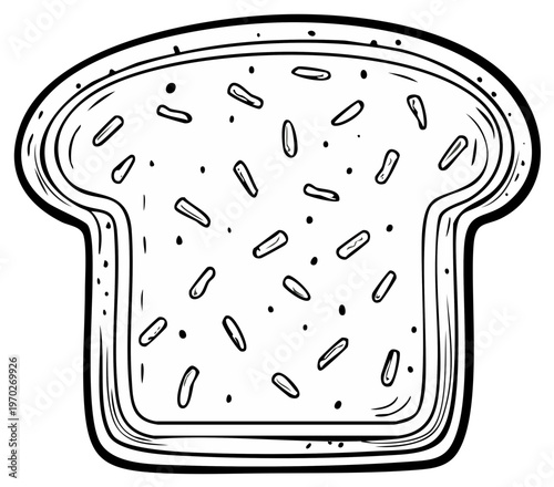 Drawn Illustration of a Slice of Bread with Sprinkles