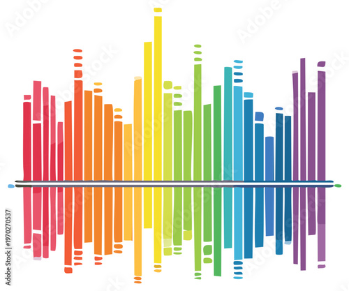 Colorful abstract graph representing data and reflection with vibrant rainbow shades