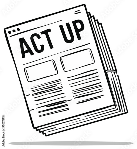 Hand drawn newspaper stack with headline emphasizing political activism and civil rights protests