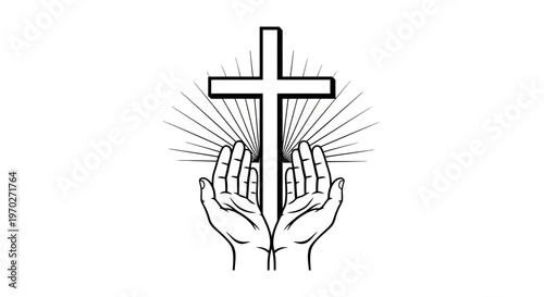 Hands holding a Christian cross symbol.