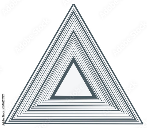 Abstract geometric triangle shape with repeating lines and optical illusion effect