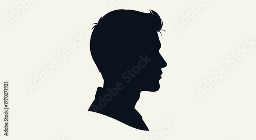 Anonymous male head silhouette in profile, man's side view, light neutral background.