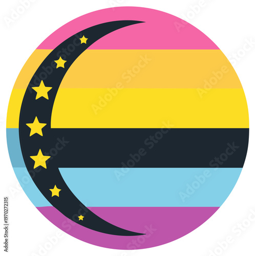 Intersex Pride Flag Moon with Stars Icon Representing Gender Identity