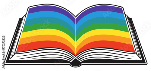 Colorful Open Book with Rainbow Pages Illustrating Knowledge and Creativity