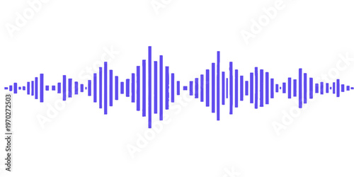 This blue digital sound wave vector illustration features a frequency equalizer graph and audio data chart designed for technology and business market growth