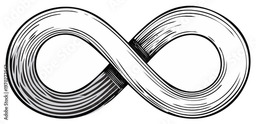 Infinity Symbol Woodcut Style Illustration for Eternal Concepts