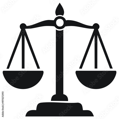 Black balance scale icon representing justice law and equilibrium