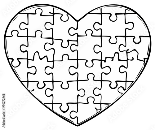Heart Shaped Jigsaw Puzzle Represents Love and Connection