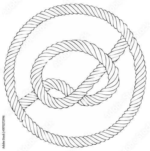Circular nautical knot illustration with interlaced rope in a stylized design