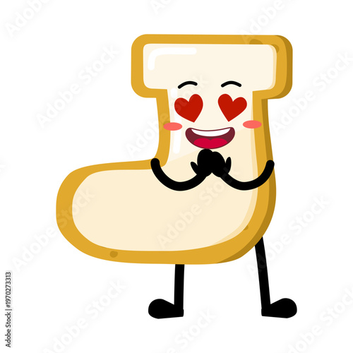 Cute Hand Drawn Crazy In Love Sock Shaped Cookie