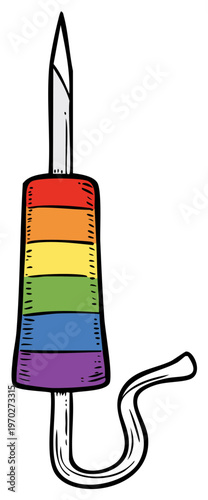 Colorful Sewing Needle with Thread Vector Illustration