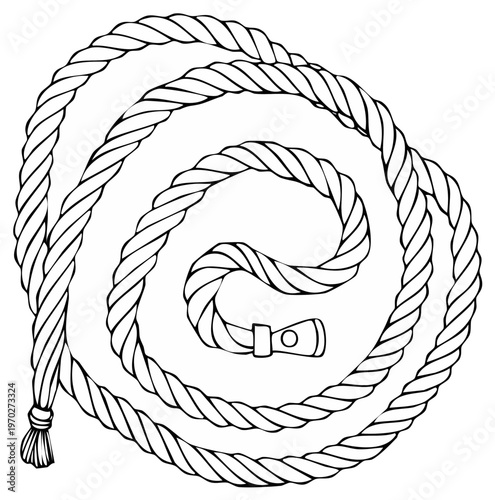 Twisted Rope Coiled in Spiral Pattern with Tassel and Metal Clasp