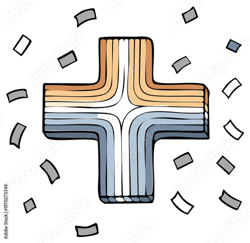 Whimsical Hand Drawn Plus Symbol with Confetti Design Element Positive Reinforcement