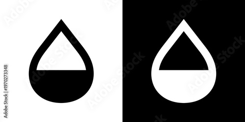 A drop icon with water filling. Symbol for humidity, moistening, or water filling. Symbol for moisture and liquid. A drop of water, oil, or rain. Symbol for falling water or precipitation. Raster.
