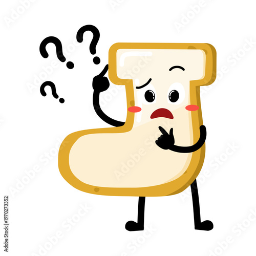 Cute Hand Drawn Sock Shaped Cookie Questioning and Thinking