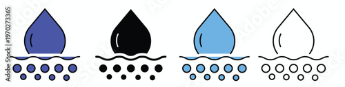 Water Absorption and Deep Hydration Icon Set
