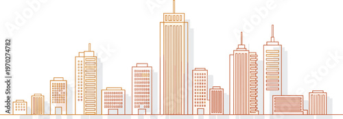 City, skyline, buildings, urban, architecture, skyscraper, modern, cityscape, downtown, outline, vector, illustration, construction, business, landscape, metropolitan, structure, 