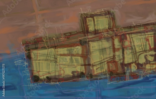 Abstract image for printing. Picture for modern interiors. The picture is painted by hand on a tablet.