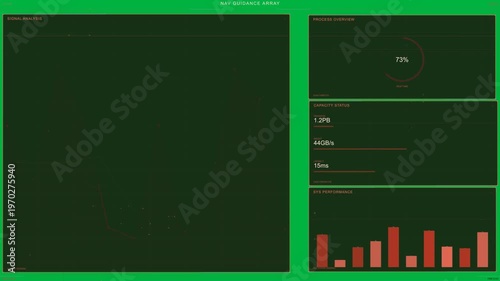 NAV GUIDANCE HUD receiving pulse updating waveform gauges metrics bars for monitoring transparent