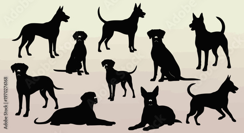 Dog Silhouettes Collection - Various Breeds and Poses.