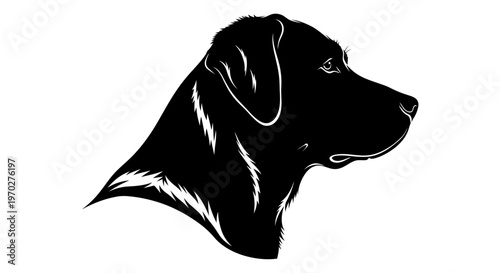 Black Labrador Retriever Dog Head Profile Silhouette.