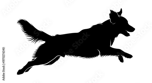 Dynamic Silhouette of a Leaping Dog in Mid-Air.