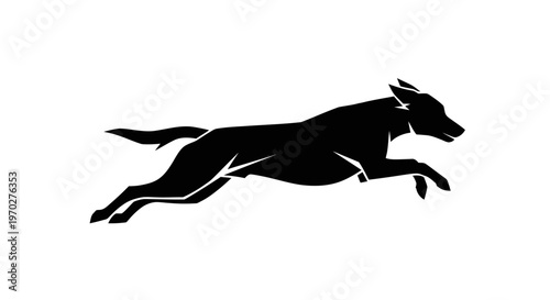 Dynamic Silhouette of a Leaping Dog in Mid-Air.