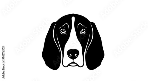 Elegant black and white illustration of a dogs head.