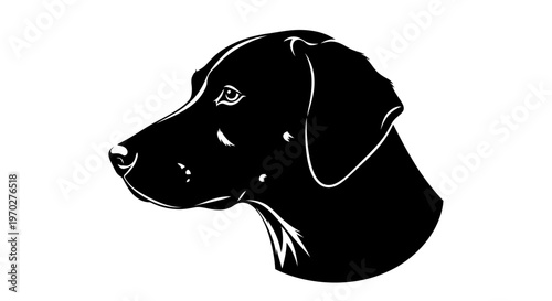 Black Labrador Retriever Head Profile Silhouette Illustration.