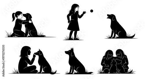 Children and dogs playing together in various heartwarming scenes.