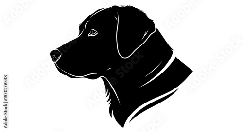 Black Labrador Retriever Head Silhouette Vector Illustration.