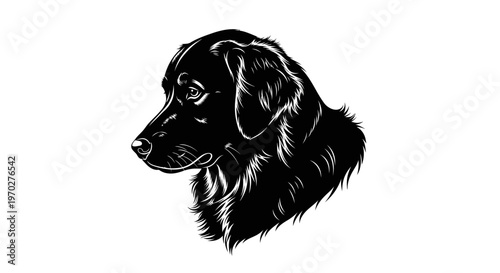 Elegant Black Dog Head Profile Vector Illustration.