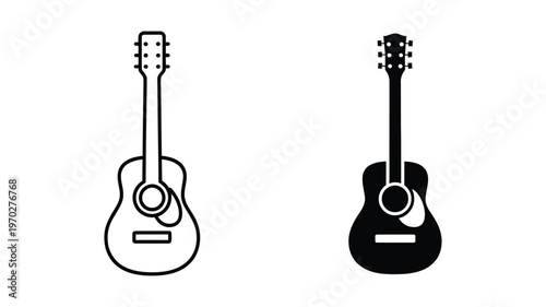 Acoustic guitar silhouette illustration, elegant instrument contour