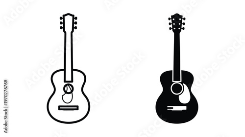 Acoustic guitar silhouette illustration, elegant instrument contour