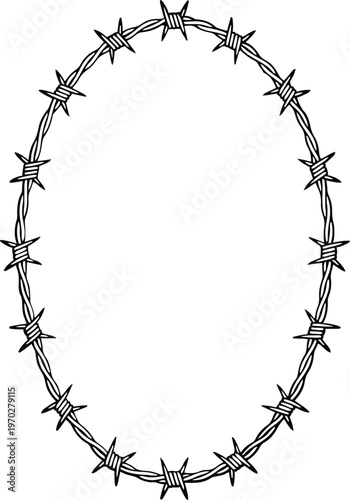 Oval round barbed wire frame.